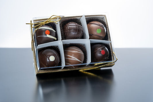 Large Chocolate Truffles Gift Box (6 Large Truffles) - Clear Cover