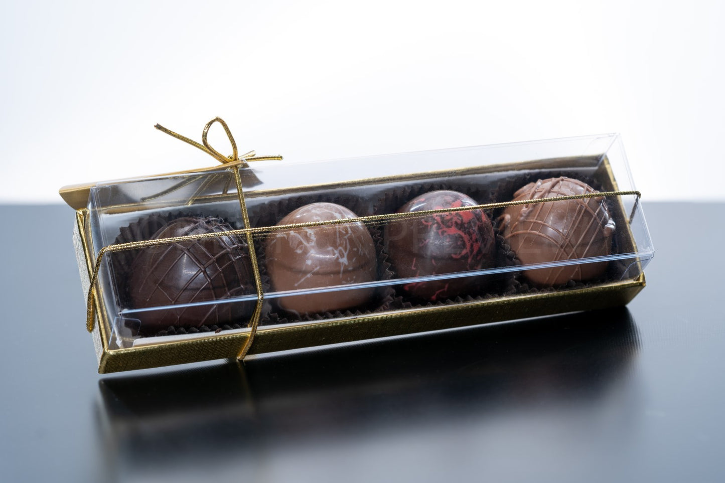 Large Chocolate Truffles Gift Box (4 Large Truffles) - Clear Cover